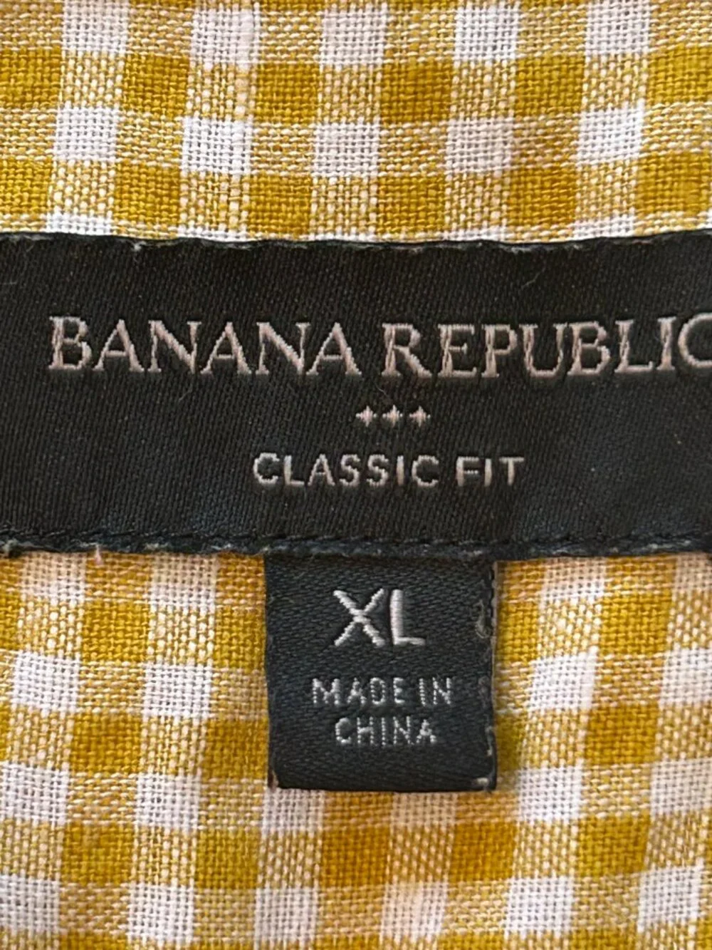 Banana Republic Mens Linen Blend Gingham Check Long Sleeve Size XL Button Up